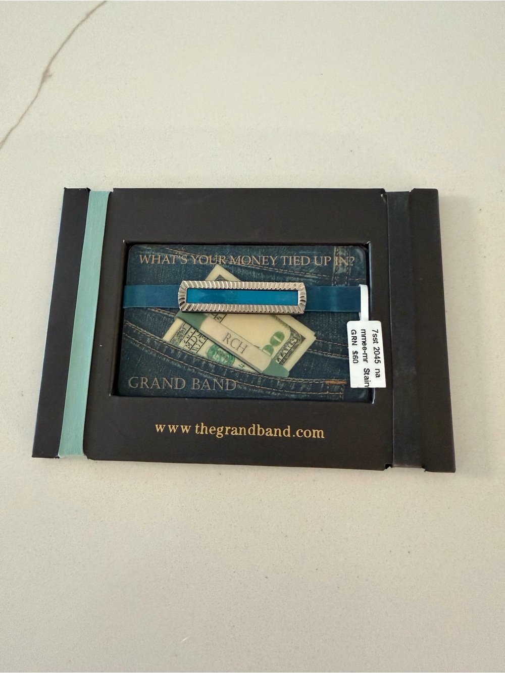 The Grand Band Teal Money Clip Band